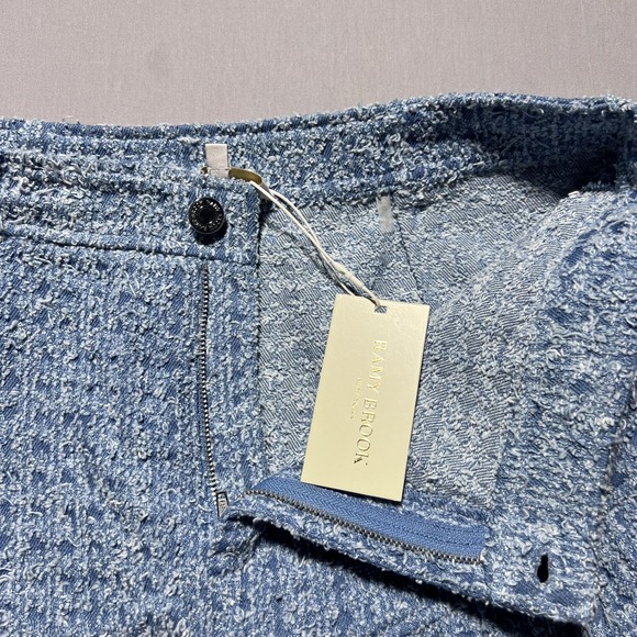 Ramy Brook Jeanne Textured Mini Skirt Womens 8 Blue Spind Cotten Blend‎ - Picture 5 of 14